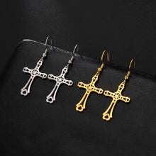 Load image into Gallery viewer, Vintage Cross Pew Stainless Steel Earrings
