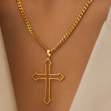 Load image into Gallery viewer, 18K Gold Plated Large Cross Chain Necklace
