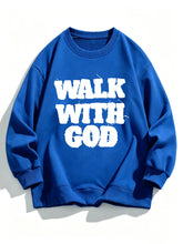 Load image into Gallery viewer, Walk With God Tattered Embroidered Cotton Sweatshirt
