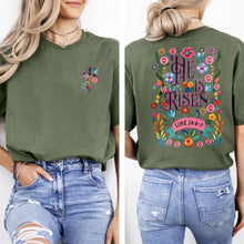 Load image into Gallery viewer, Luke 24 He Is Risen Spring Floral Cotton Tshirt
