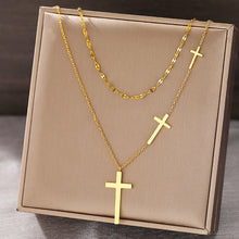 Load image into Gallery viewer, Three Cross Stainless Steel Necklace
