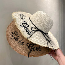 Load image into Gallery viewer, Chosen Blessed Life is Good Straw Sun Hat
