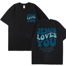 Load image into Gallery viewer, John 13:34 Jesus Loves You Cotton Tshirt
