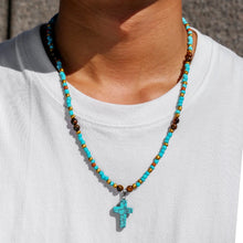 Load image into Gallery viewer, Aqua Stone Cross Necklace
