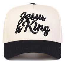Load image into Gallery viewer, Embroidered Jesus Is King Premium Snapback
