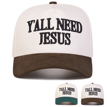 Load image into Gallery viewer, Embroidered Y'all Need Jesus Snapback
