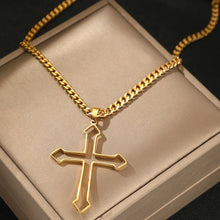 Load image into Gallery viewer, 18K Gold Plated Large Cross Chain Necklace
