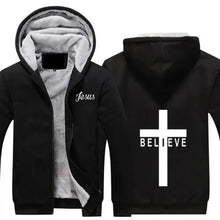 Load image into Gallery viewer, Believe in Jesus Fur-Lined Hoodie Jacket
