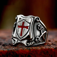 Load image into Gallery viewer, Shield Cross Knight Ring
