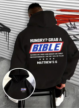 Load image into Gallery viewer, Hungry For Scripture Matthew 5:6 Cotton Hoodie
