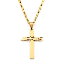 Load image into Gallery viewer, 18K Gold Plated Stainless Steel Jesus Cross Chain
