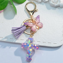 Load image into Gallery viewer, Pebble Creek Butterfly Cross Keychain
