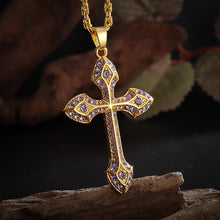 Load image into Gallery viewer, Vintage 18K Gold Stainless Steel Cross Chain Necklace
