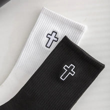 Load image into Gallery viewer, Just Believe It! Embroidered Cross Athletic Socks
