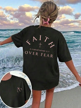 Load image into Gallery viewer, 2 Corinthians 5:7 3 Cross Faith Over Fear Cotton Tshirt
