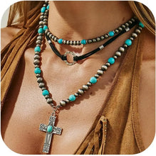 Load image into Gallery viewer, Sierra Native Desert Stacked Cross Necklace Set
