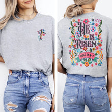 Load image into Gallery viewer, Luke 24 He Is Risen Spring Floral Cotton Tshirt
