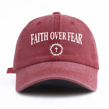 Load image into Gallery viewer, Faith Over Fear, Cross and Crown Adjustable Cap
