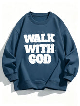 Load image into Gallery viewer, Walk With God Tattered Embroidered Cotton Sweatshirt
