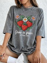 Load image into Gallery viewer, 2 Peter 3:18 Grow In Grace Strawberry Patch Cotton Tshirt
