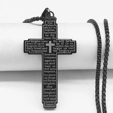 Load image into Gallery viewer, Lord's Prayer Engraved Stainless Steel Cross Chain
