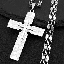 Load image into Gallery viewer, Mosaic Stacked Stainless Steel Cross And Chain
