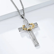 Load image into Gallery viewer, Crown Of Thorns Stainless Steel Cross Chain Necklace
