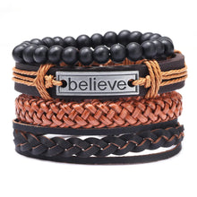 Load image into Gallery viewer, Believer Camp Leather Bracelet Set
