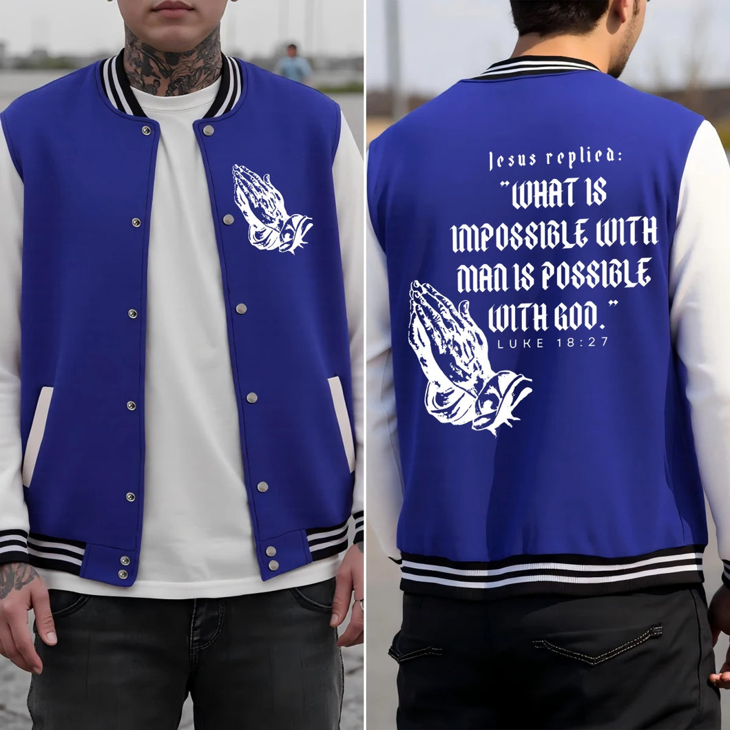 All Things Possible With God Varsity Jacket