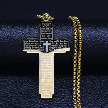 Load image into Gallery viewer, Lord's Prayer Engraved Stainless Steel Cross Chain
