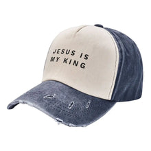 Load image into Gallery viewer, Jesus Is My King Washed Denim Cap
