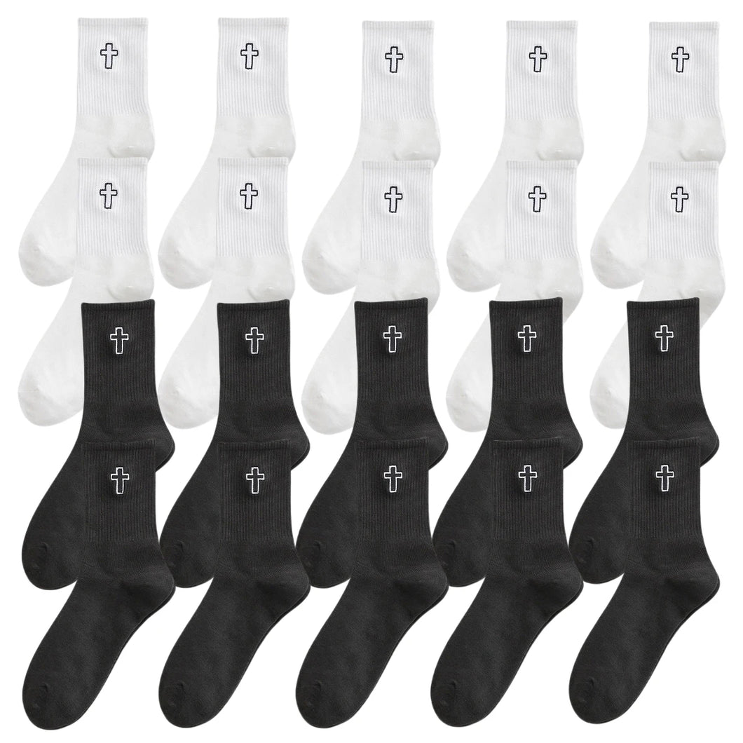 Just Believe It! Embroidered Cross Athletic Socks
