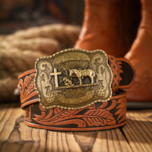 Load image into Gallery viewer, Bronze Colored Remnant Union Cowboy Belt With Buckle
