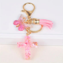 Load image into Gallery viewer, Pebble Creek Butterfly Cross Keychain
