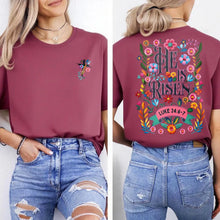 Load image into Gallery viewer, Luke 24 He Is Risen Spring Floral Cotton Tshirt

