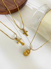 Load image into Gallery viewer, 18K Gold Plated Cross Necklace Set
