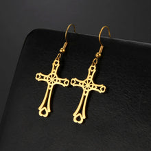 Load image into Gallery viewer, Vintage Cross Pew Stainless Steel Earrings
