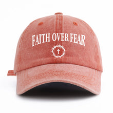 Load image into Gallery viewer, Faith Over Fear, Cross and Crown Adjustable Cap
