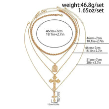 Load image into Gallery viewer, 18K Gold Plated Stacked Cross Chain Necklace Set
