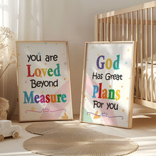 Load image into Gallery viewer, You Are Loved Rainbow Covenant Unframed Nursery Canvas 3 Piece Poster Collection
