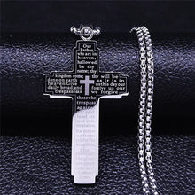 Load image into Gallery viewer, Lord's Prayer Engraved Stainless Steel Cross Chain
