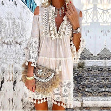 Load image into Gallery viewer, Morning Daisies Tassel Summer Beach Cover Up Dress
