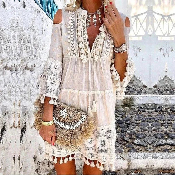 Morning Daisies Tassel Summer Beach Cover Up Dress
