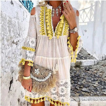 Load image into Gallery viewer, Morning Daisies Tassel Summer Beach Cover Up Dress
