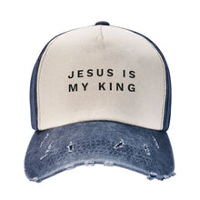 Load image into Gallery viewer, Jesus Is My King Washed Denim Cap
