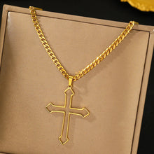 Load image into Gallery viewer, 18K Gold Plated Large Cross Chain Necklace
