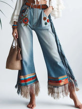 Load image into Gallery viewer, Native Tribe Sierra Tassel Denim Jeans
