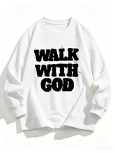 Load image into Gallery viewer, Walk With God Tattered Embroidered Cotton Sweatshirt
