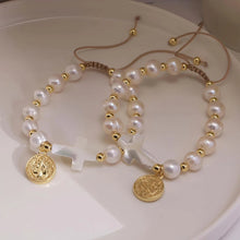 Load image into Gallery viewer, Synthetic Pearl Cross Bracelet
