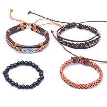 Load image into Gallery viewer, Believer Camp Leather Bracelet Set
